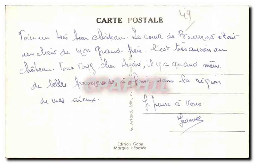 Environs de CANDE-FREIGNE (M.-et-L.) — O Castelo de Bourmont — SABY - Verso