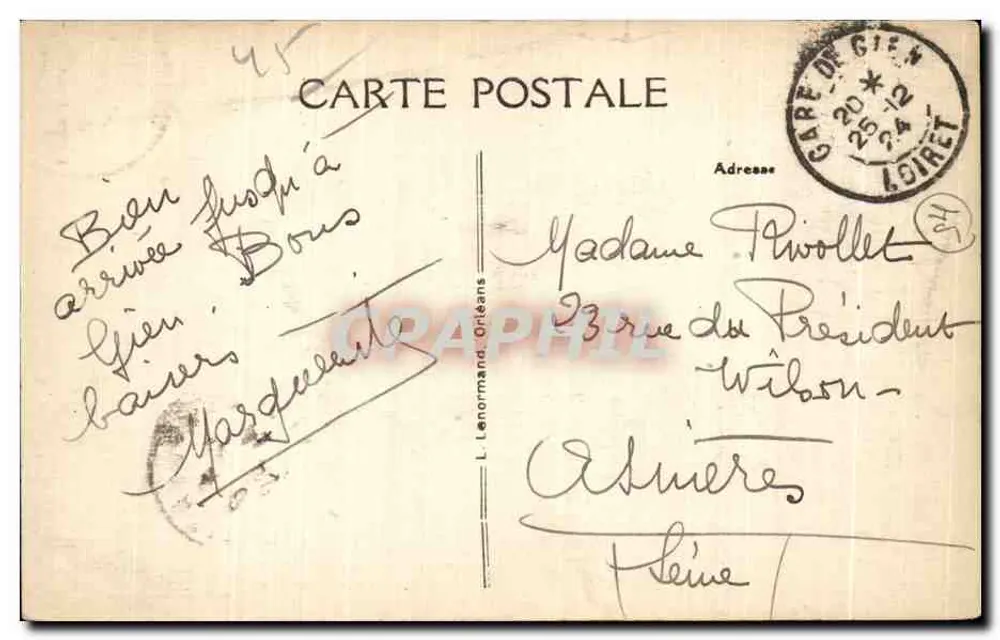Gien (Loiret) — Der zweistöckige Brunnen — L. Lenormand Orléans - Rückseite