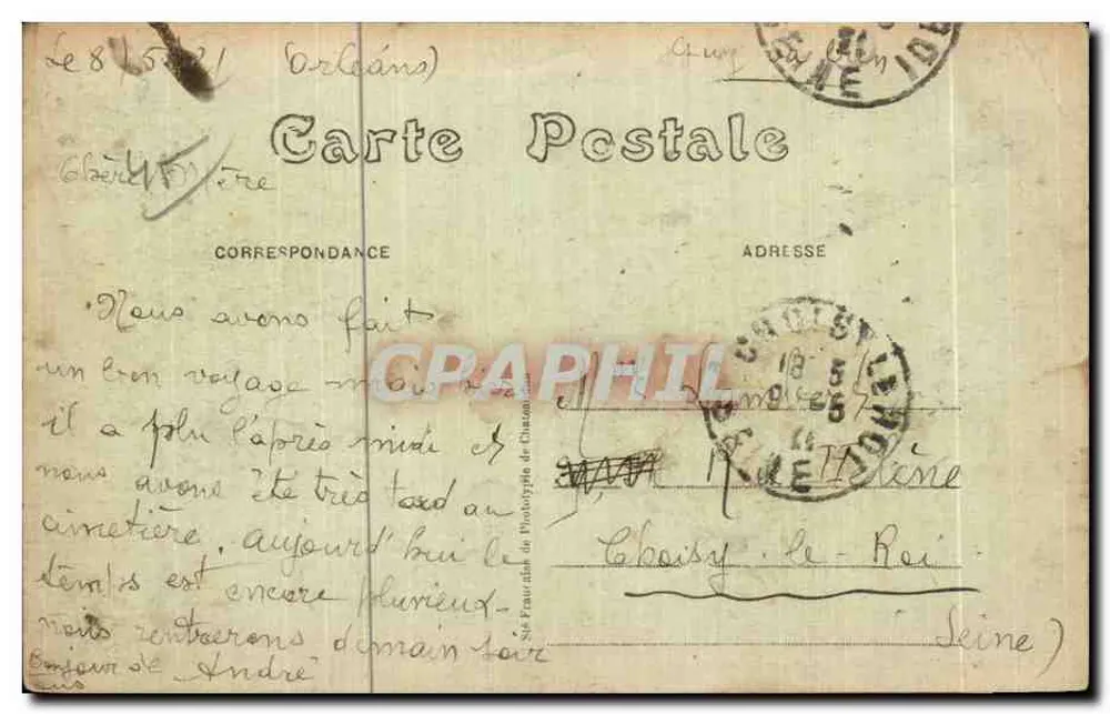 Orléans - Praça do Martrol — estátua equestre, trêm n°9, edifícios haussmannianos — Th. G. (editor) n°692 - Verso