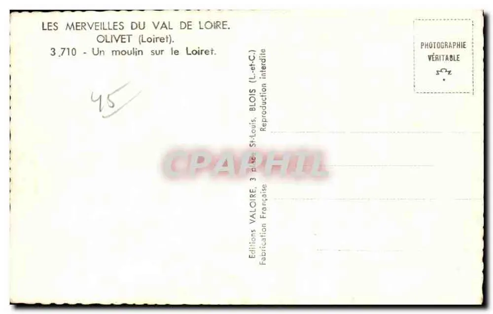 Olivet (Loiret) — Ein Mühle am Loiret — Éditions Valoire - Rückseite