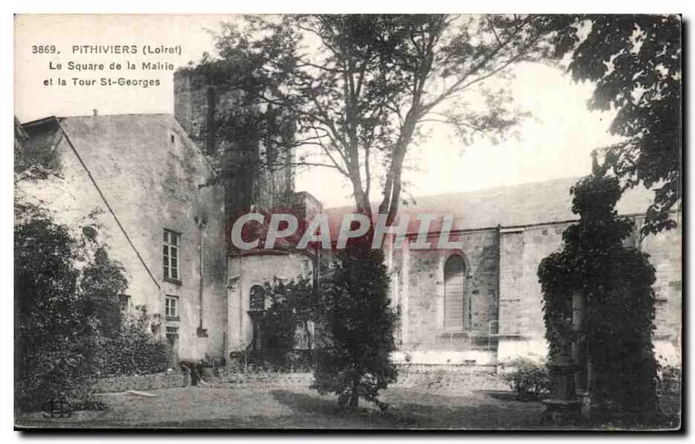 Pithiviers (Loiret) — Ansicht des Platzes des Rathauses und der Turm St-Georges — Imp. E. Le Delay, Paris - Vorderseite