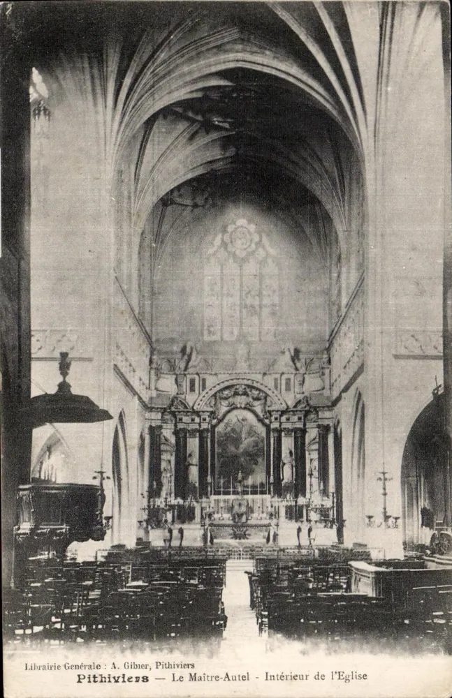 Pithiviers — Der Hauptaltar — Innenansicht der Kirche — Librairie Générale A. Gibier, Pithiviers - Vorderseite