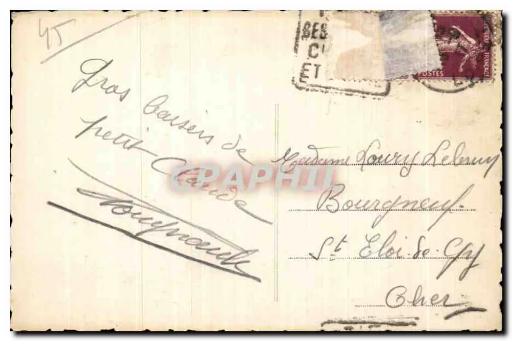 Gien (Loiret) — Allgemeiner Blick vom Fluss Loire — Fot. Combier Macon, Sammlung Mauduit - Rückseite
