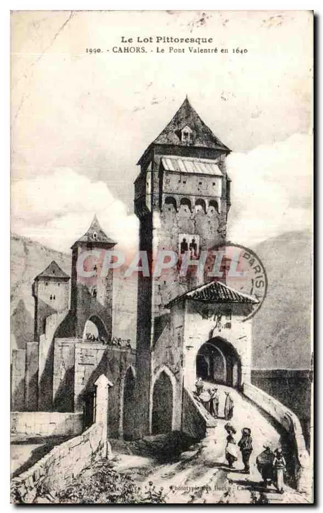 Der Valentré-Brücke in Cahors — historische Rekonstruktion — Phototypie von Hecks, Cahors - Vorderseite