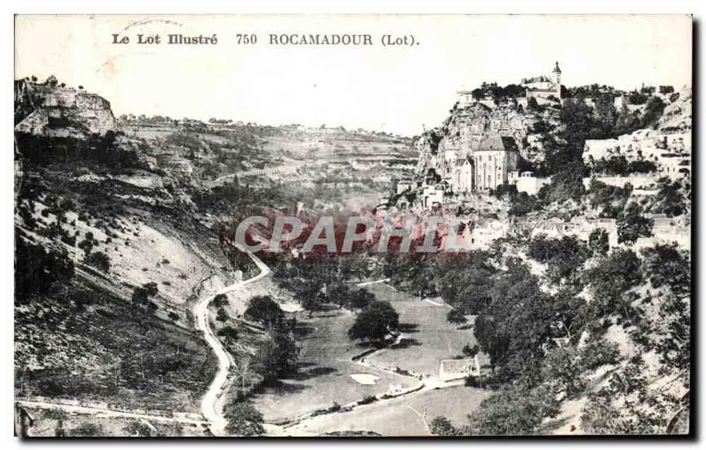 Rocamadour (Lot) — vista panorâmica do vilarejo encaixado — Le Lot Illustré, n° 750 - Frente