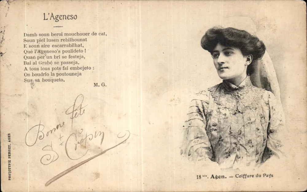 Agen - Acconciatura del Paese — M.G. — Fototipia Perret, Agen - Recto