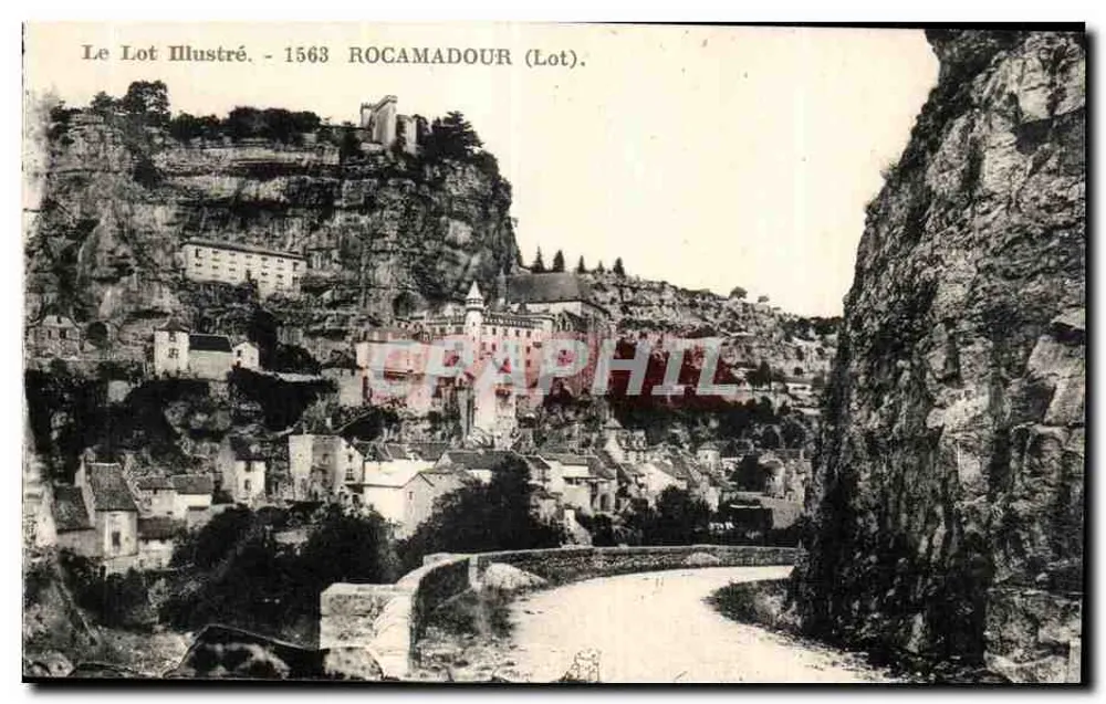 रोकामादूर (लोट) — गुफा के बीच गाँव का दृश्य — ले लोट इलुस्ट्रे, संख्या 1563 - आगे