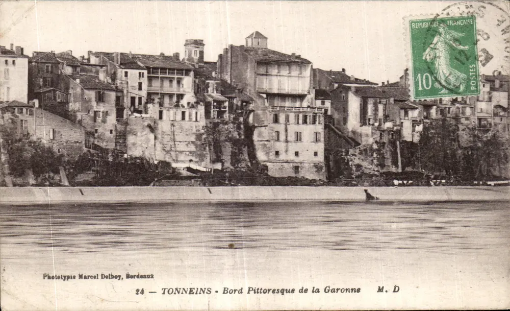 Tonneins - Pittoresker Uferabschnitt der Garonne — Phototypie Marcel Delbey, Bordeaux - Vorderseite