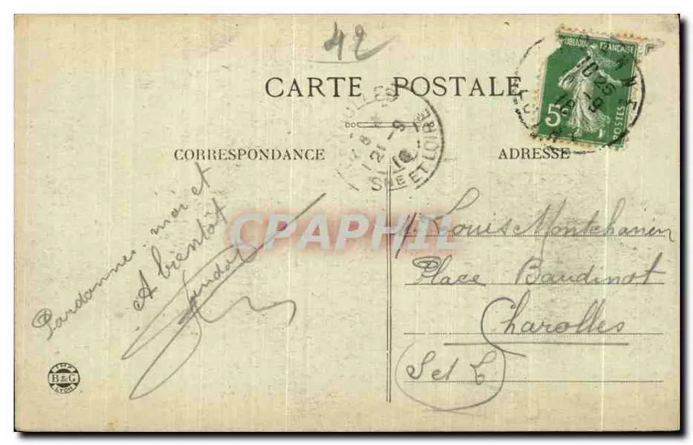 Roanne — O Teatro — Mme Lalay-Besacier, edição Roanne - Verso