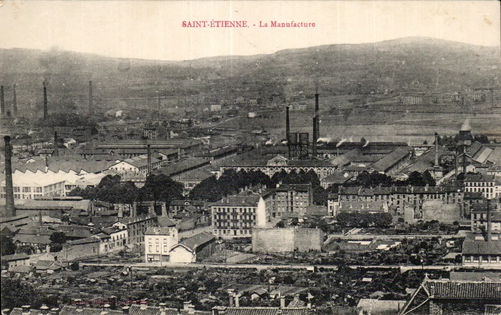 Saint-Étienne - A Fábrica — vista panorâmica industrial — editor desconhecido - Frente