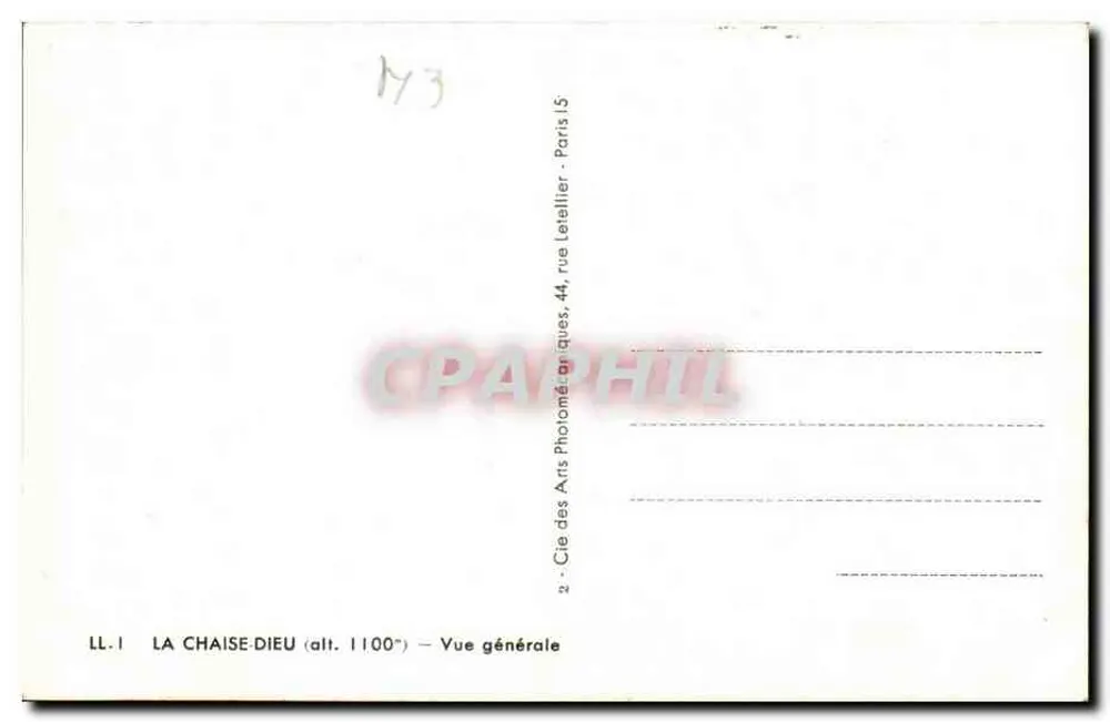 La Chaise-Dieu (alt. 1100m) — Algemene uitzicht — Cie des Arts Photographiques, Parijs - Achterkant