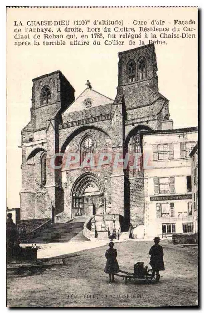 La Chaise-Dieu (1100m Höhe) — Fassade der Abtei, Wohnsitz des Kardinals de Rchane nach dem Affair des Collier de la Reine — Verlag: DEAL, ÉDITE, LA CHAISE-DIEU - Vorderseite