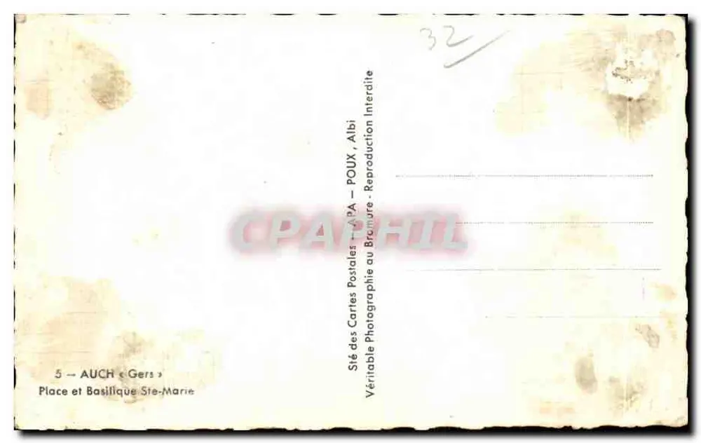 Auch - Praça e Basílica de Santa Maria — APA — n°5 - Verso