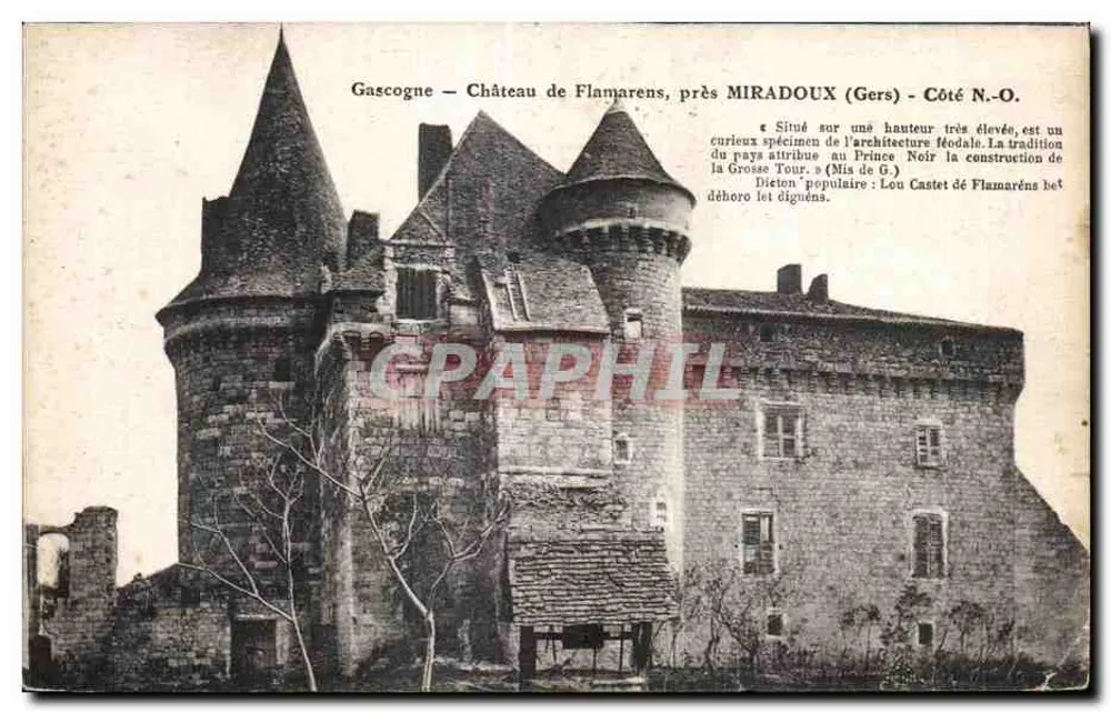 Gascony — Schloss Flamarens, nahe MIRADOUX (Gers) — Seite N.-O. - Vorderseite