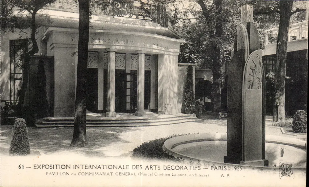 Internationale Ausstellung für Dekorative Künste — Pavillon des Generalkommissariats — Paris 1925 — Marcel Chrétien-Lalanne, Architekt - Vorderseite
