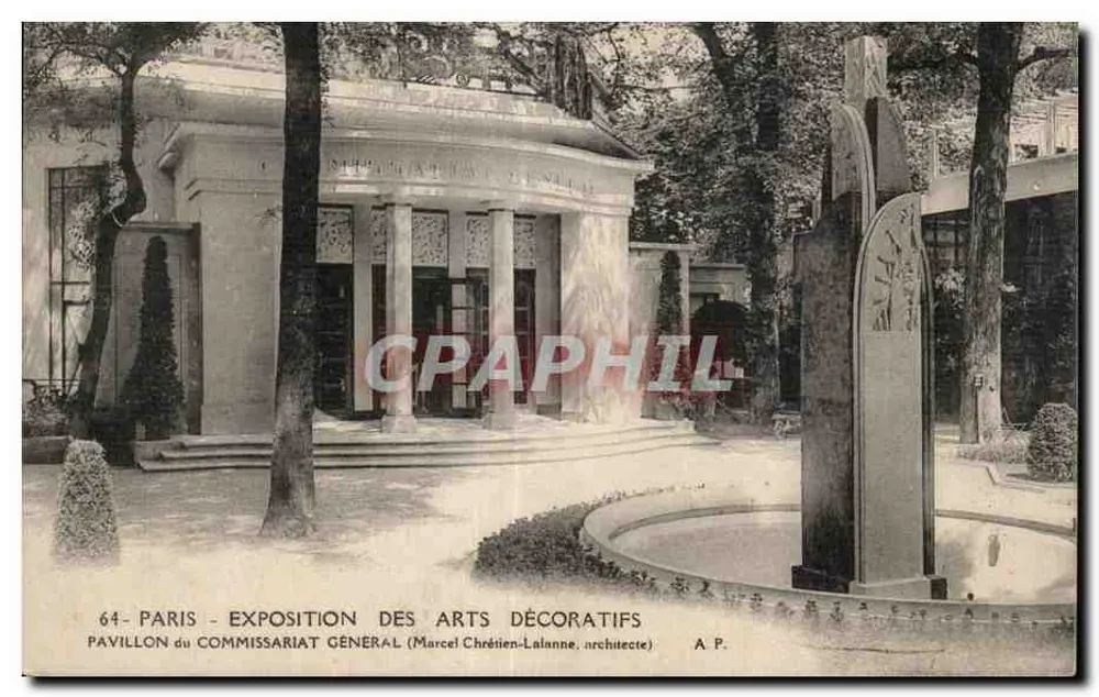 Paris - Exposition des Arts Décoratifs - Pavillon du Commissariat Général — Marcel Chrétien-Lalanne, Architekt - Vorderseite