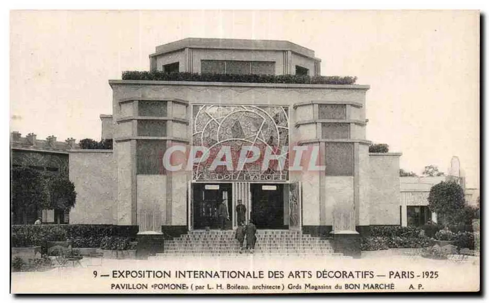 Pavillon « Pomone » — Internationale Ausstellung für Dekorative Künste — Paris 1925 — von L. H. Boileau, Architekt — Grands Magasins du Bon Marché - Vorderseite