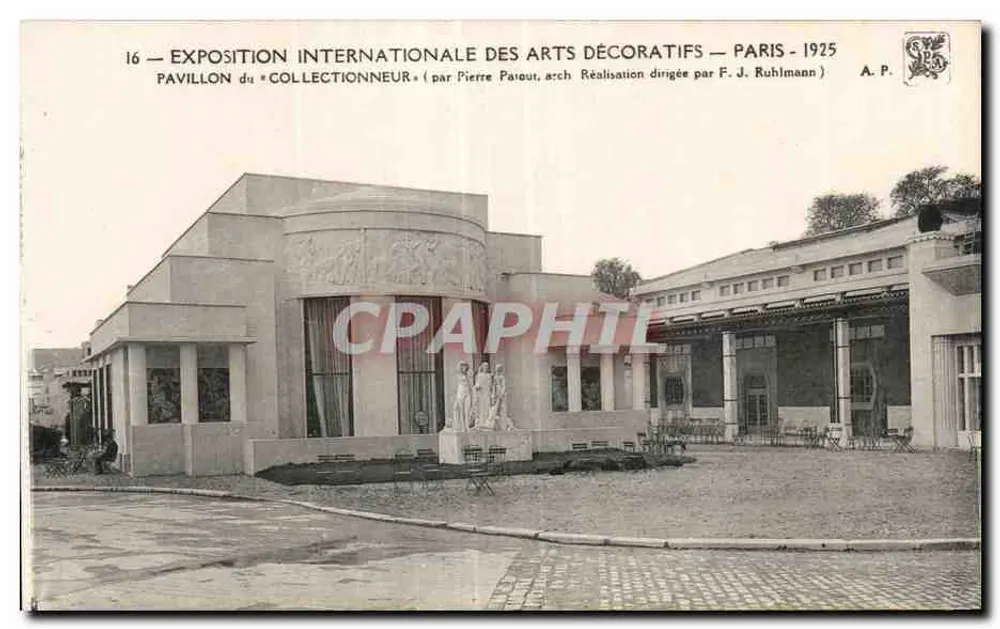 Internationale Ausstellung für Dekorative Künste — Paris 1925 — Pavillon des Sammlers (Arch. Pierre Pasout, Leitung: F. J. Ruhlmann) - Vorderseite