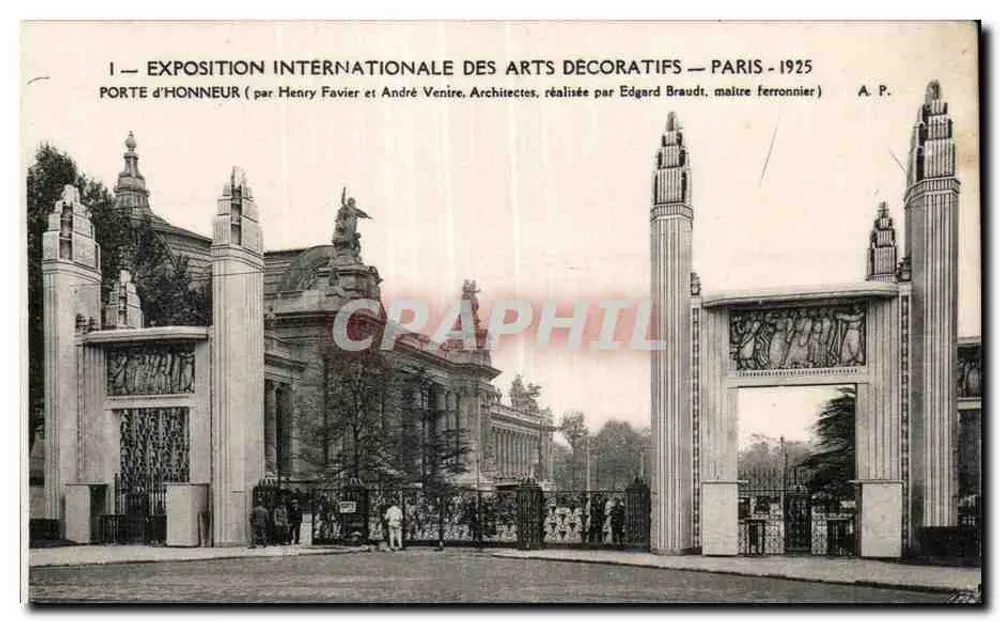 Internationale Ausstellung der dekorativen Künste — Paris 1925 — Ehrentor — von Henry Favier und André Venire, realisiert von Edgard Braudt - Vorderseite