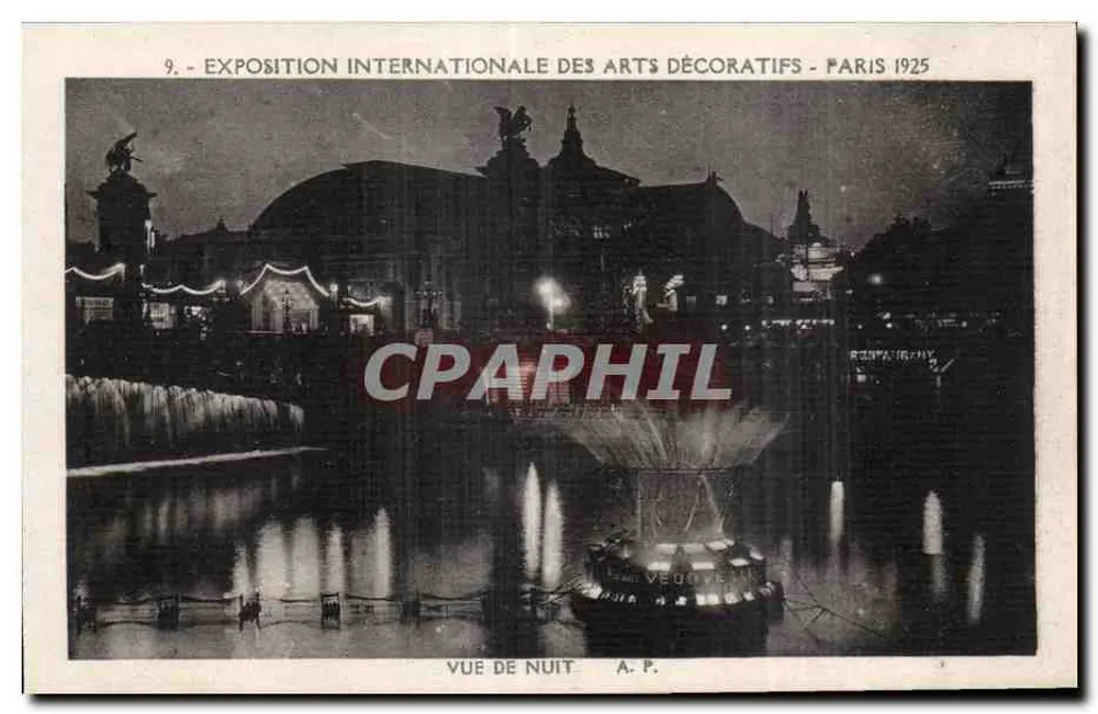 Internationale Ausstellung für Dekorative Künste - Paris 1925 — Nachtansicht — A. P. - Vorderseite