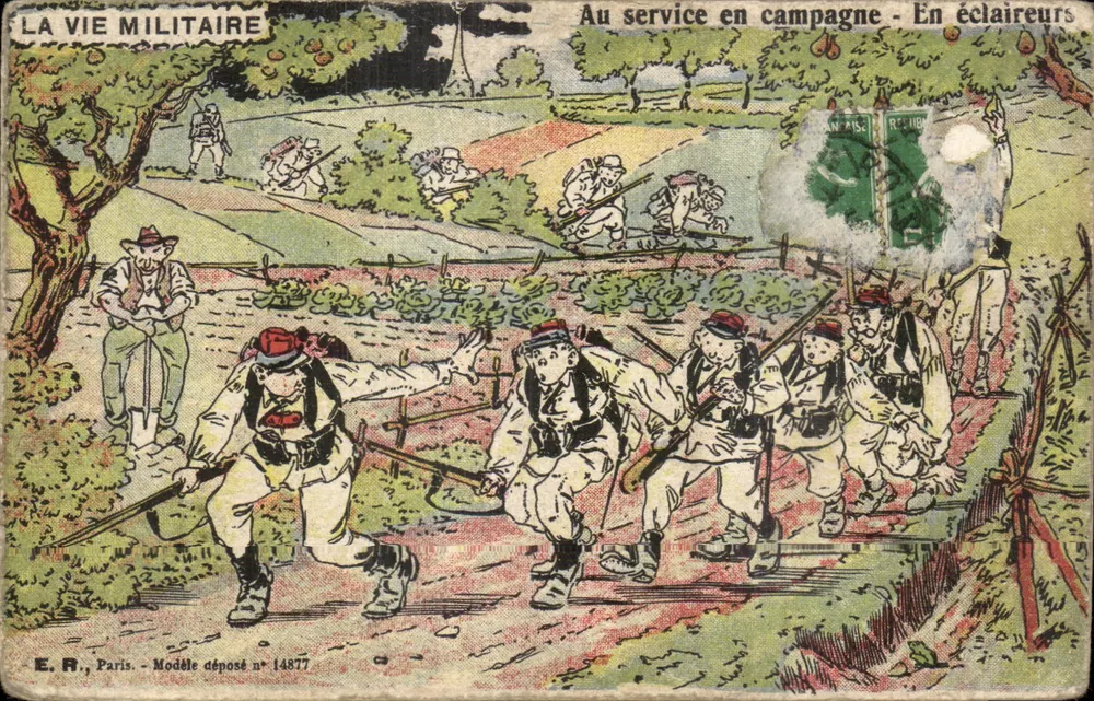 Landschaftsszene — Späher — E.A., Paris, Modell eingereicht Nr. 14877 - Vorderseite