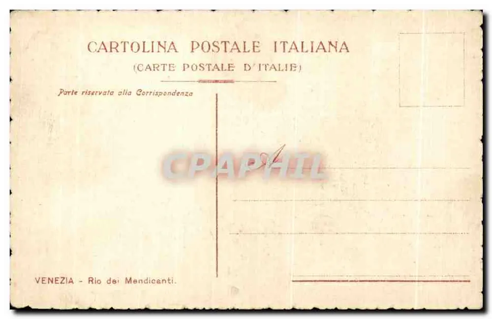 Venedig — Rio dei Mendicanti — Italienische Ansichtskarte - Rückseite