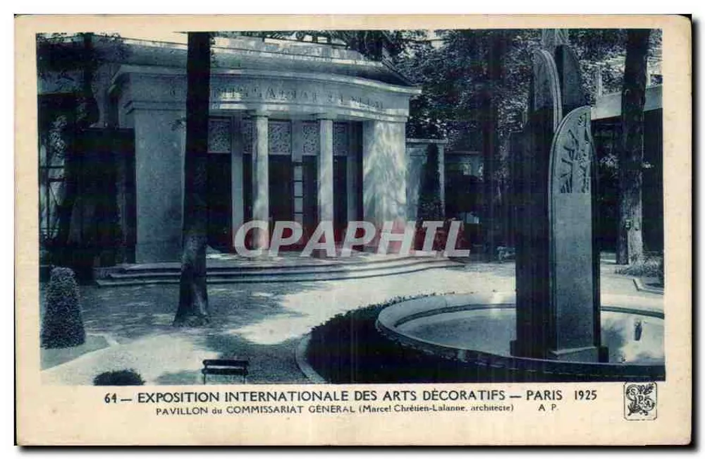 Internationale Ausstellung der dekorativen Künste — Pavillon der Generalkommission — Paris 1925 — Marcel Chrétiën-Lalanne, Architekt - Vorderseite