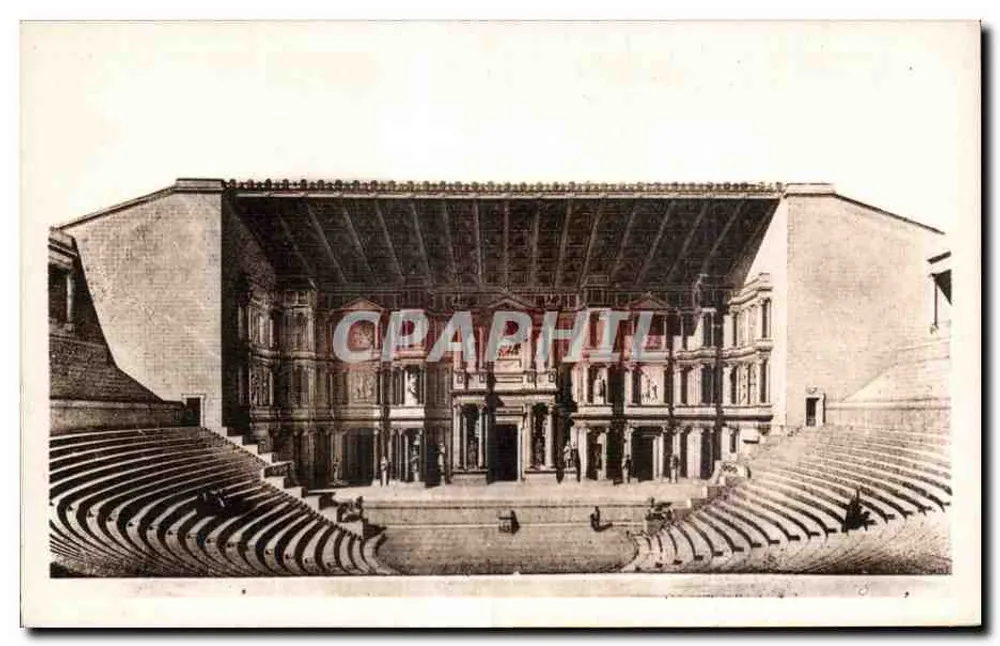 Orange — Antikes Theater — Rekonstruktion im ursprünglichen Zustand durch den Architekten Caristic - Vorderseite