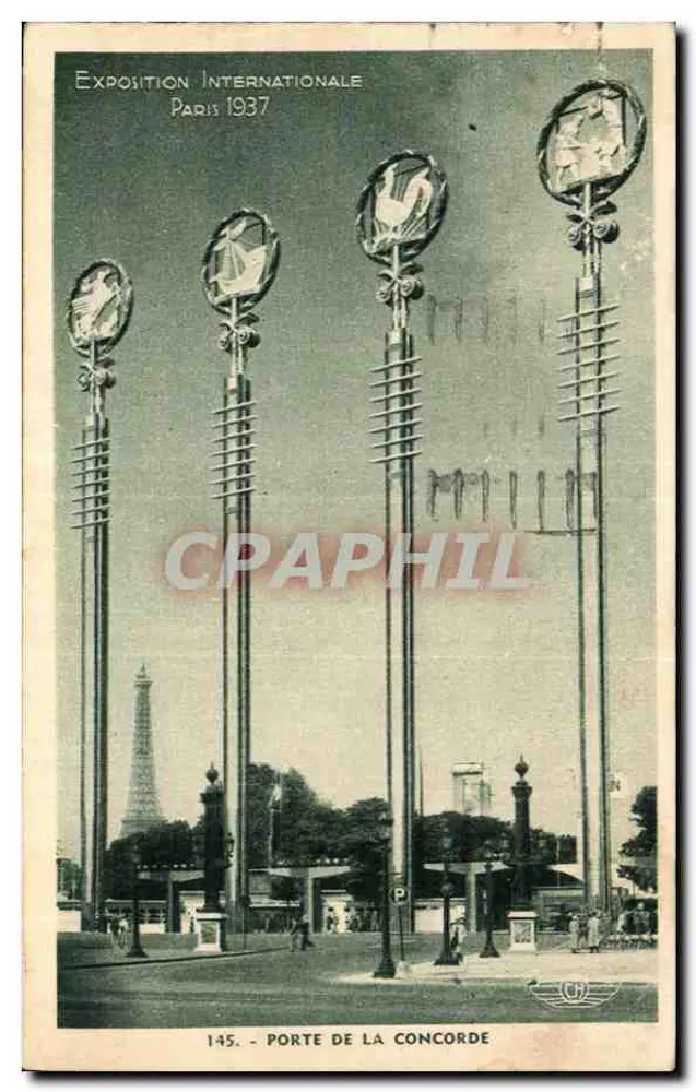 Porte de la Concorde — Internationale Ausstellung Paris 1937 — unbekannter Verlag, Nr. 145 - Vorderseite