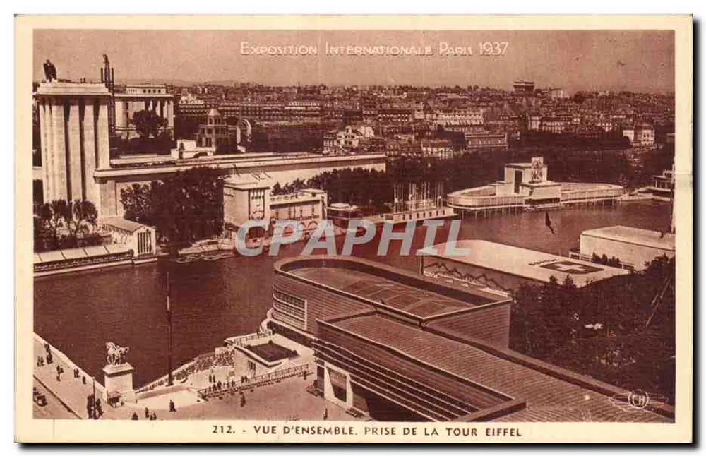 Internationale Ausstellung Paris 1937 — Überblick vom Eiffelturm — H. CHIPAUT, Händler in Boulogne-sur-Seine - Vorderseite