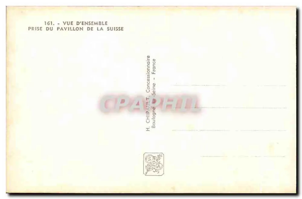 Internationale Ausstellung Paris 1937 — Übersicht des Schweizer Pavillons — H. Chipault, Boulogne-sur-Seine - Rückseite