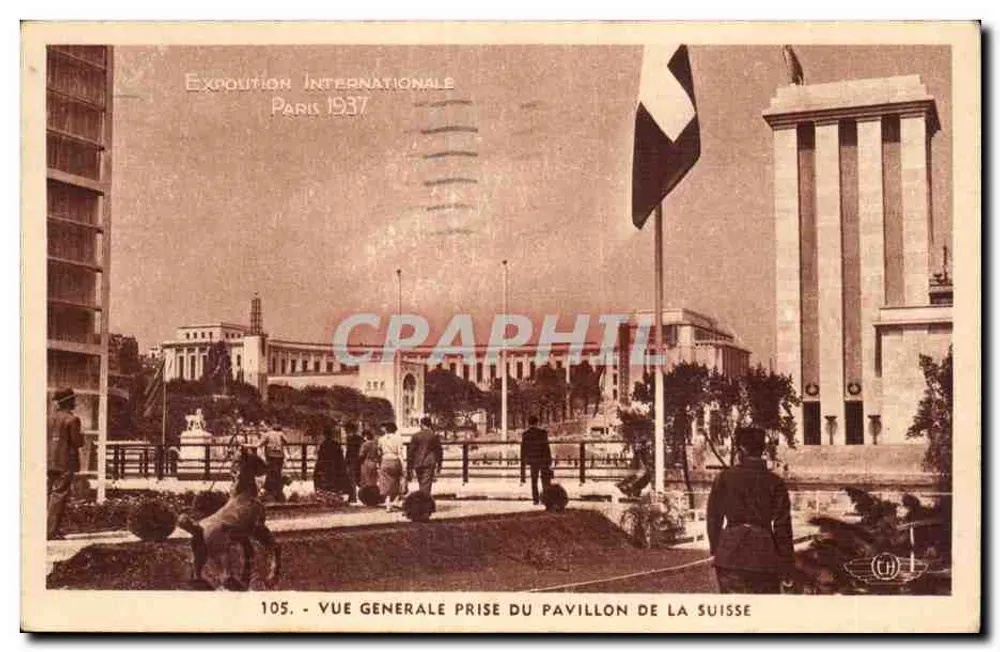 Internationale Ausstellung Paris 1937 — Allgemeiner Blick vom Schweizer Pavillon — Nr. 105 - Vorderseite