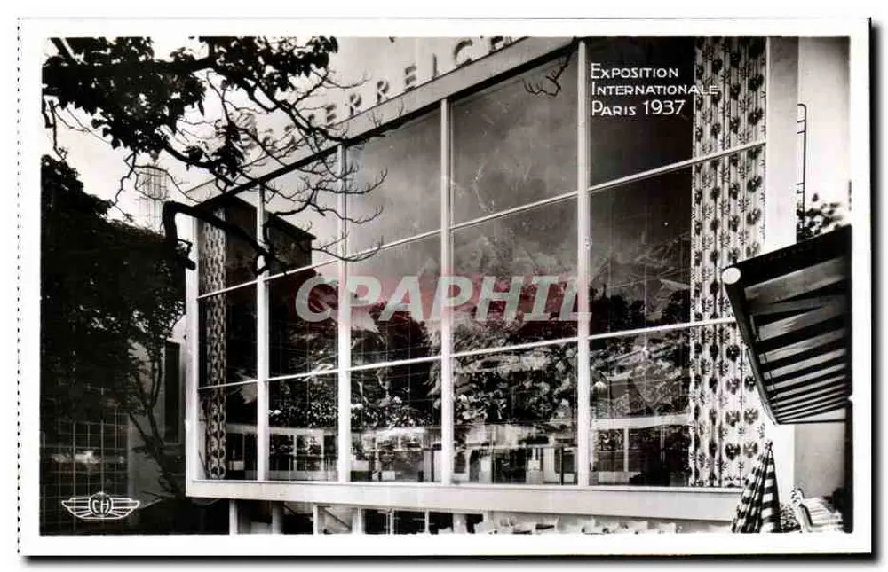 Exposición Internacional de París 1937 — Pabellón de la Exposición — Editor: C. H. (logo visible) - Anverso