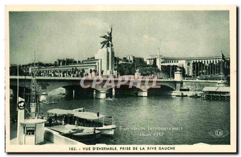 Internationale Ausstellung Paris 1937 — Übersicht, aufgenommen von der linken Uferseite — 162 - Vorderseite