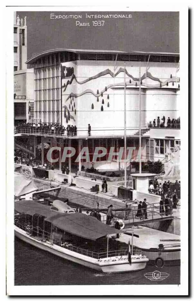 Internationale Ausstellung Paris 1937 — Ansicht des Palastes der Elektrizität mit Booten - Vorderseite