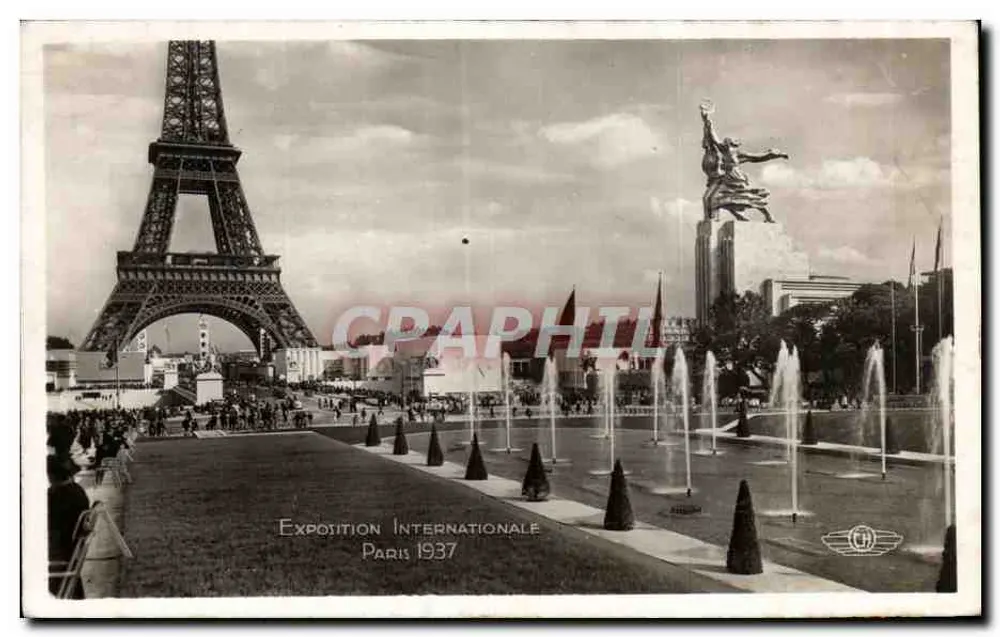 Internationale Ausstellung Paris 1937 — Eiffelturm und Freiheitsstatue - Vorderseite