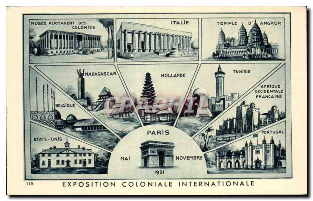 Exposición Colonial Internacional — París — Mayo a Noviembre 1931 — Editor: 118 - Anverso