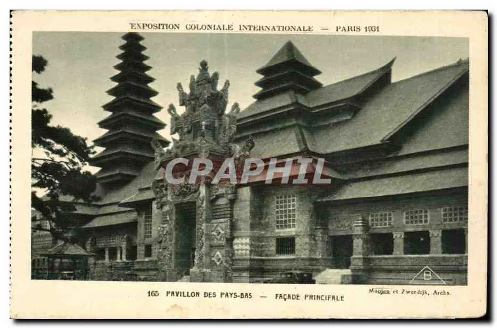 Pavillon der Niederlande — Hauptfassade — Internationale Kolonialausstellung — Paris 1931 — Magjen et Zweedijk, Archs. - Vorderseite