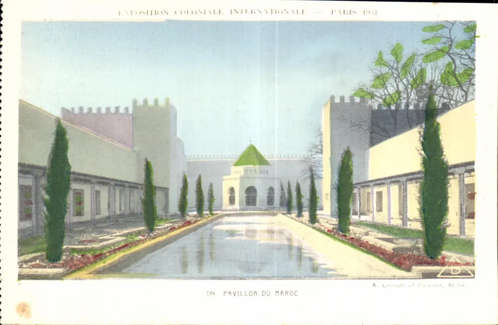 Pavilhão do Marrocos — Exposição Colonial Internacional — Paris 1931 — A. Laprade et Fournez, Arquiteto - Frente