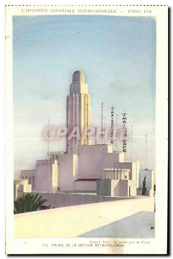 Palast der Rétropolitaine-Abteilung — Internationale Kolonialausstellung — Paris 1931 — Audoud Arch. - Vorderseite