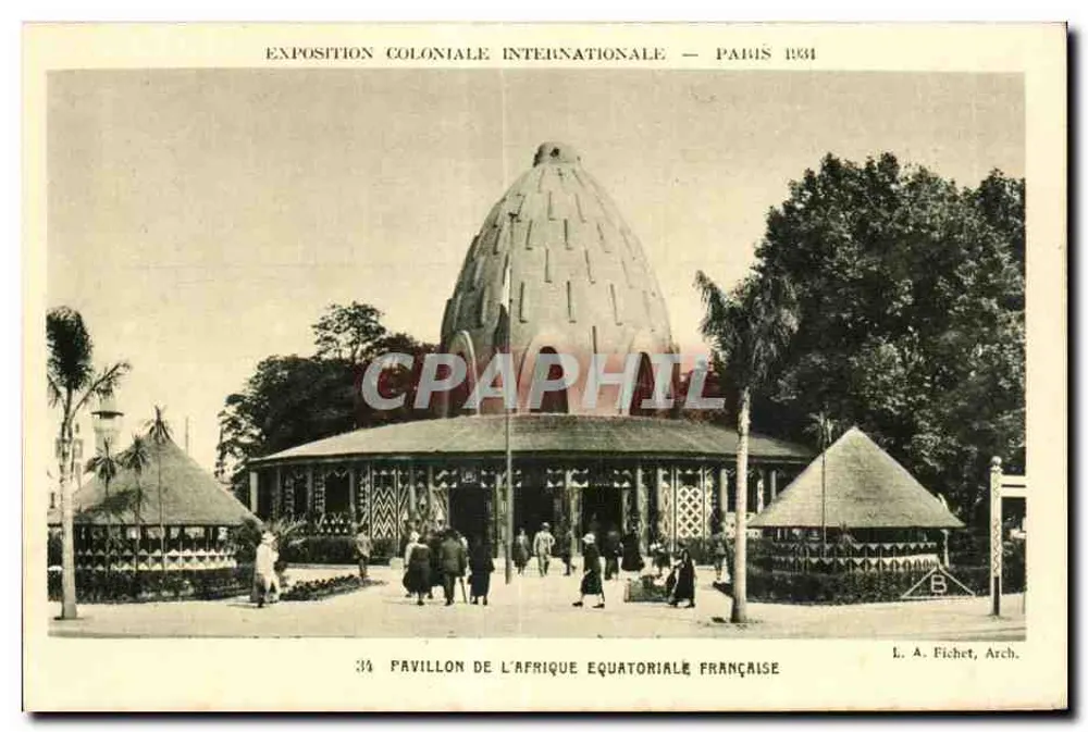 Pavillon der Französischen Äquatorialafrika — Internationale Kolonialausstellung — Paris 1931 — L. A. Fichet, Arch. - Vorderseite