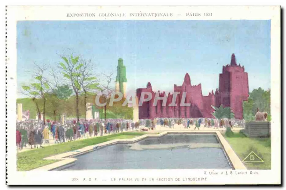 Internationale Kolonialausstellung — Paris 1931 — Das Palais aus der Sicht der Indochina-Abteilung — G. Ullier & Lamber! Arch. - Vorderseite
