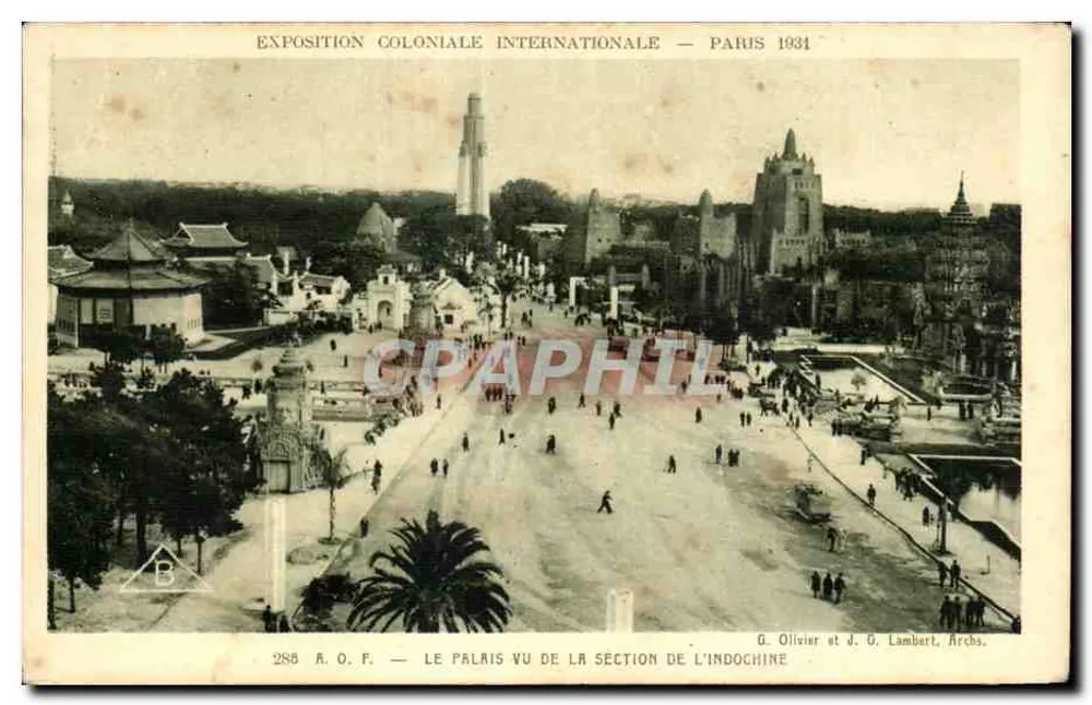 Internationale Kolonialausstellung — Paris 1931 — Das Schloss aus der Sicht der Indochina-Abteilung — G. Olivier et J. O. Lambert, Archs. - Vorderseite