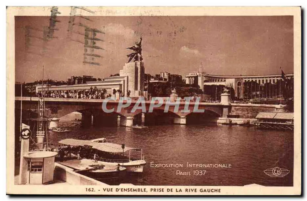Internationale Ausstellung Paris 1937 — Überblick, aufgenommen von der linken Uferseite — H. Chipault, Nr. 162 - Vorderseite