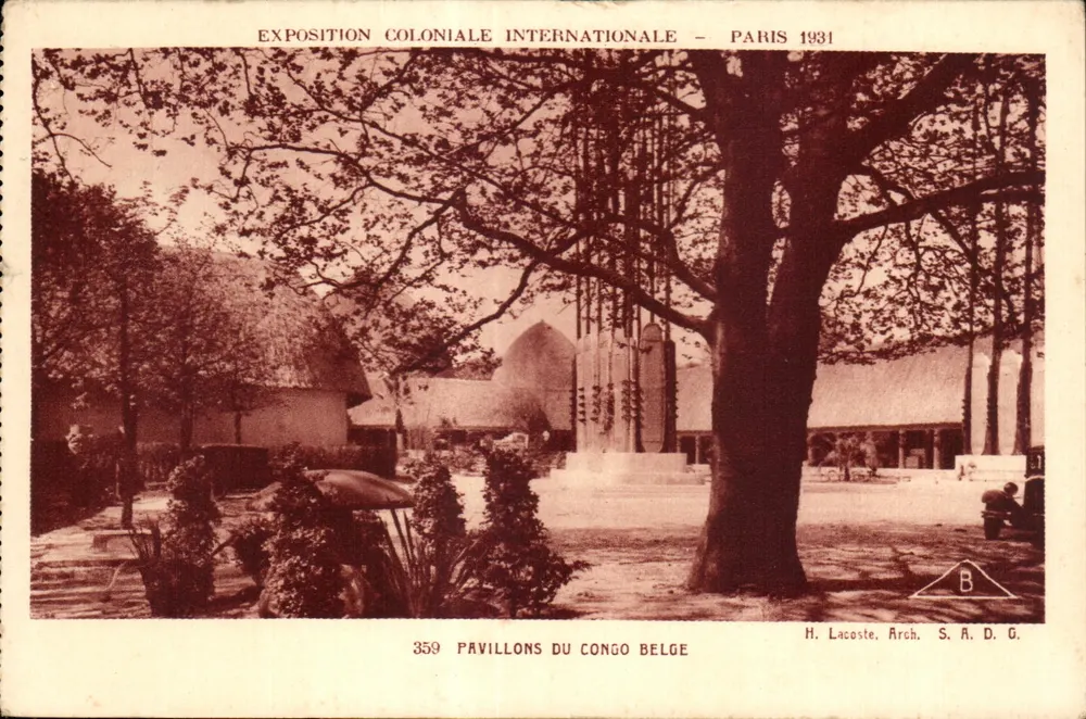 Pavillons des belgischen Kongo — Internationale Kolonialausstellung — Paris 1931 — H. Lacoste, Arch. S.R.D.G. - Vorderseite