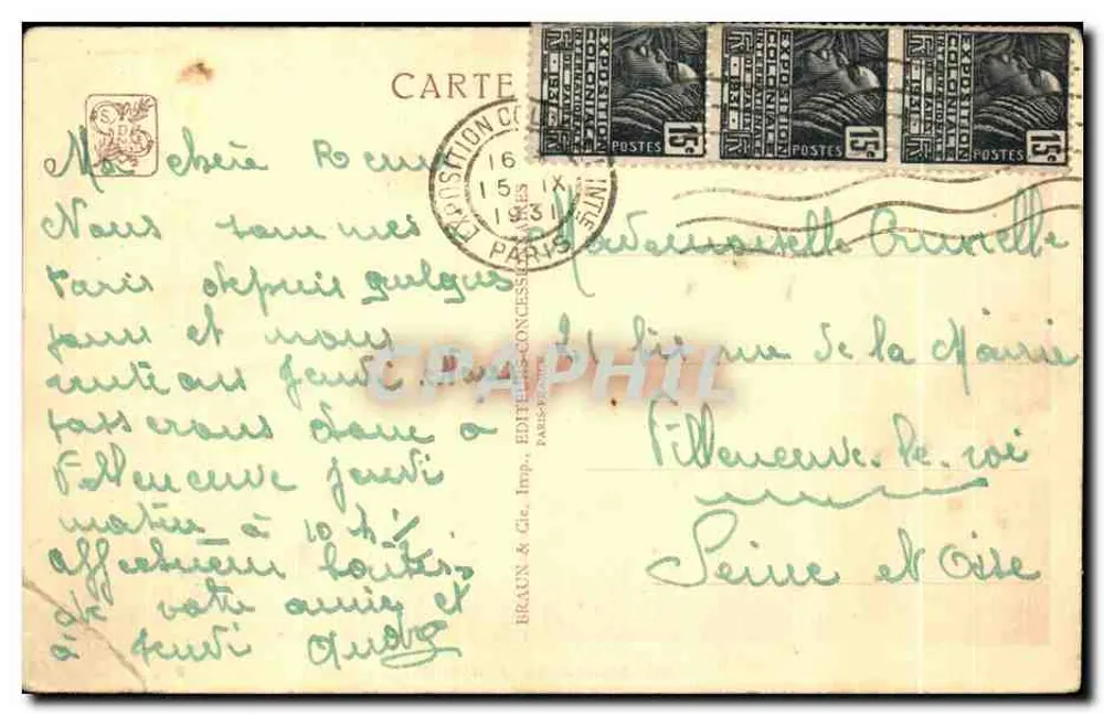 Pavillon de La Réunion — Exposition Coloniale Internationale — Paris 1931 — Block. Arch. - Rückseite
