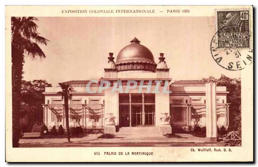 Palais de la Martinique — Internationale Kolonialausstellung — Paris 1931 — Ch. Wulffleff, Arch. D.G. - Vorderseite