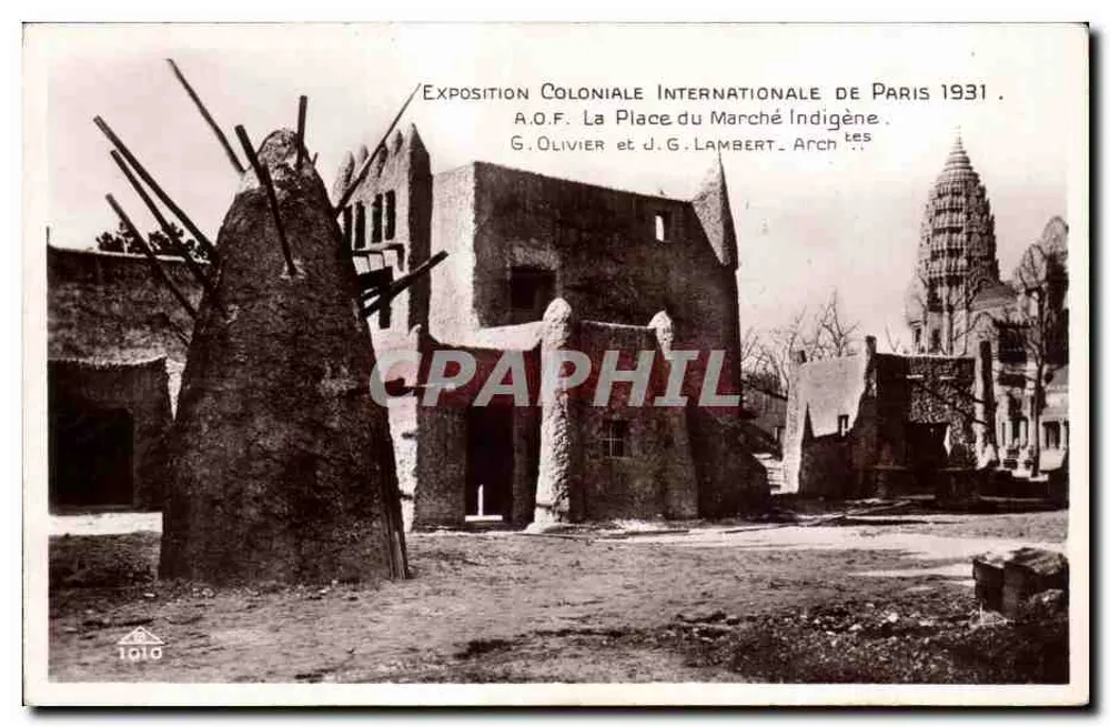 Internationale Kolonialausstellung Paris 1931 — Der Platz des indigenen Marktes — G. Olivier und J.G. Lambert, Architekten - Vorderseite