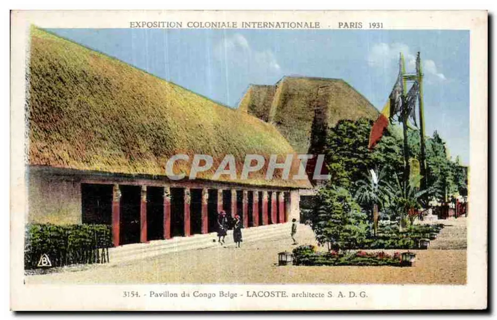 Pavillon des belgischen Kongo — Internationale Kolonialausstellung Paris 1931 — Architekt Lacoste S.A.D.G. - Vorderseite