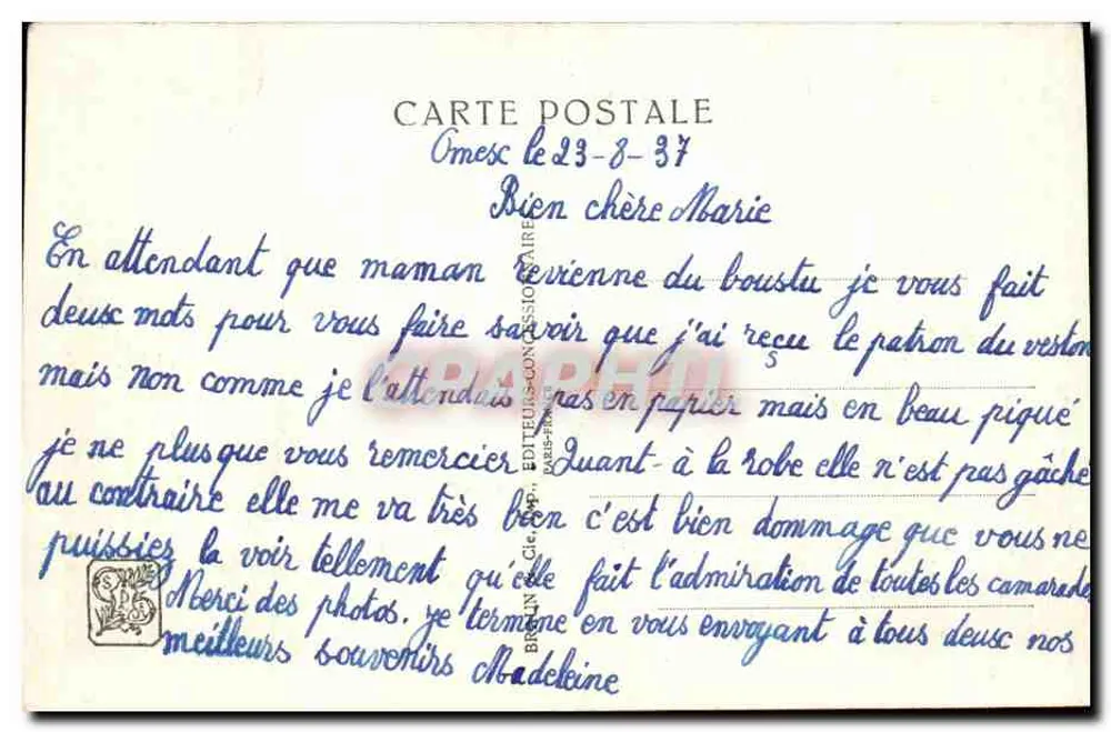 Internationale Kolonialausstellung — Paris 1931 — Internationale Stadt der Informationen — Jean Bourgon und Fernand Camille Chevalier, Archys - Rückseite